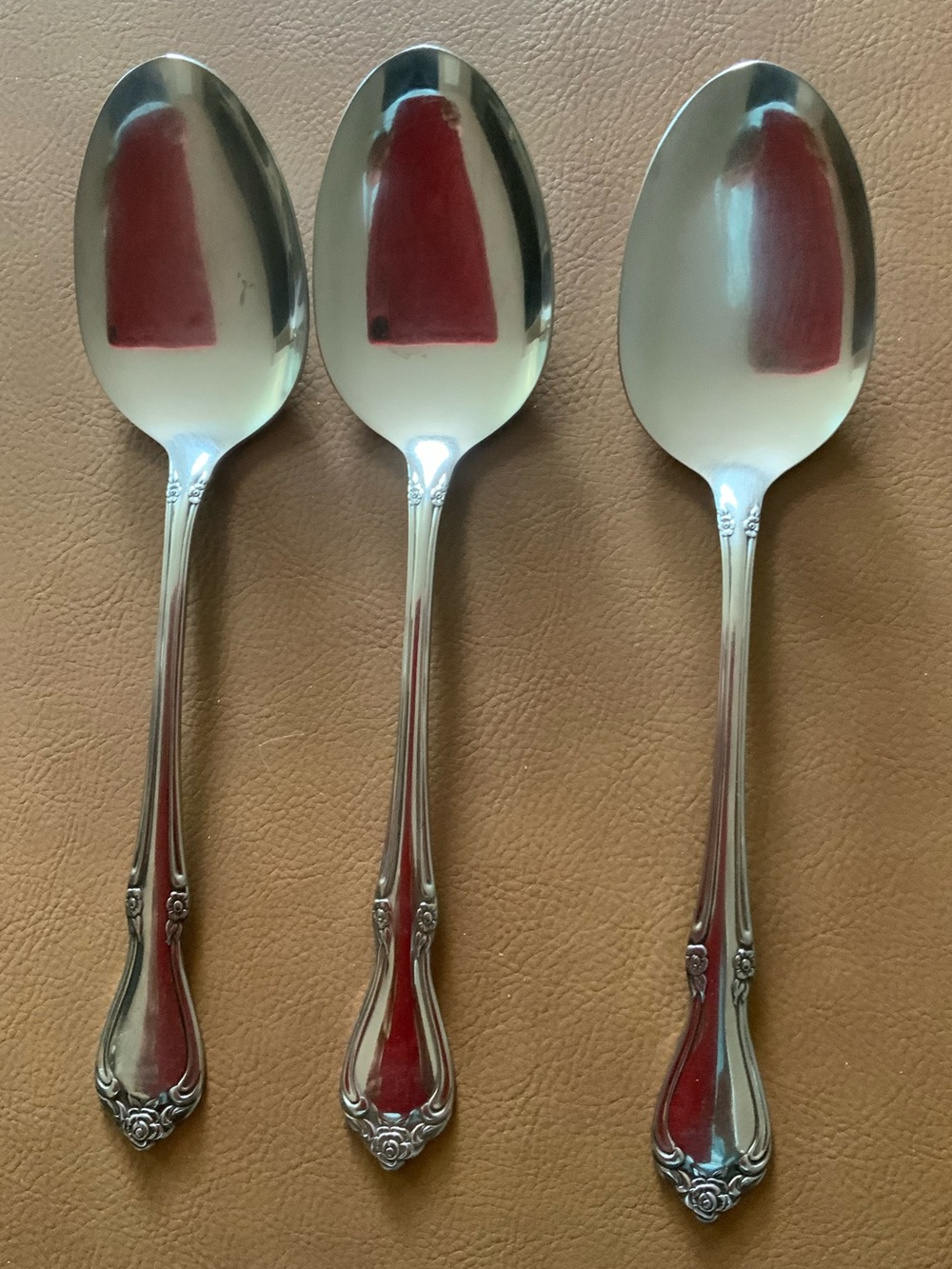 SSS By Oneida Serving Spoons Stainless Steel Chateau Floral Pattern Bundle of 3